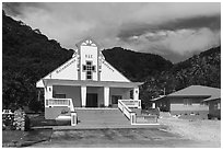 Church, Onenoa Village. Tutuila, American Samoa ( black and white)