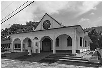 Church, Tula. Tutuila, American Samoa ( black and white)