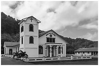 Church, Auasi. Tutuila, American Samoa ( black and white)