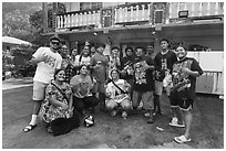 Group of Samoan young people, Amouli. Tutuila, American Samoa ( black and white)