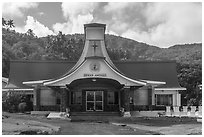 Church, Amouli. Tutuila, American Samoa ( black and white)