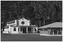 Church, Alofau. Tutuila, American Samoa ( black and white)