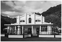 Church, Pagai. Tutuila, American Samoa ( black and white)