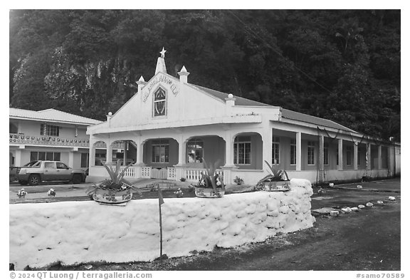 Church of Saints Peter and Paul, Laulil. Tutuila, American Samoa (black and white)