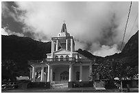 Church, Aua. Pago Pago, Tutuila, American Samoa ( black and white)