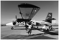 Samoan Airways plane landed on Ofu airstrip in 2024. American Samoa ( black and white)