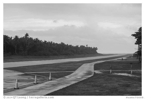 Ofu airstrip, Ofu Island. American Samoa (black and white)