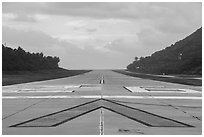 Runway of Ofu airport, Ofu Island. American Samoa ( black and white)