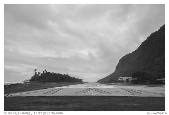 Ofu airport, Ofu Island. American Samoa (black and white)