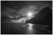 Moonlight over Olosega Island. American Samoa ( black and white)