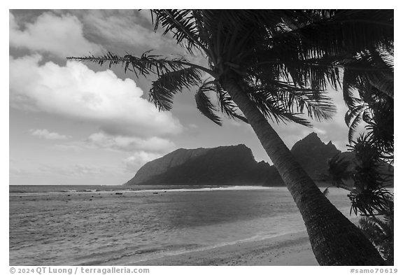 Ofu Island from Olosega. American Samoa (black and white)