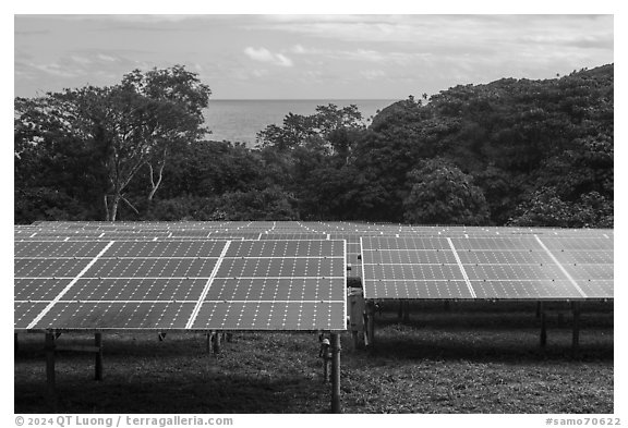 Solar farm, Ofu Island. American Samoa (black and white)