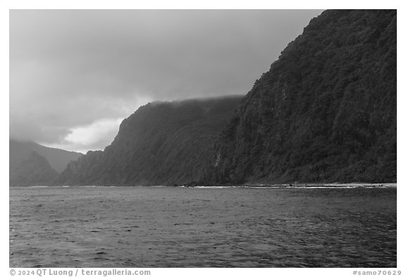 North side of Ofu Island. American Samoa (black and white)