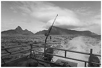 Ofu Island from stern of Alia boat. American Samoa ( black and white)