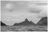 Asaga Strait Bridge and Sunuitao Peak. American Samoa ( black and white)