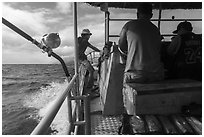 Aboard alia fishing boat. American Samoa ( black and white)