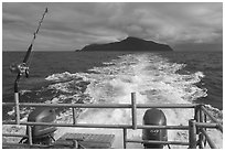 Ofu Island in the wake of Alia boat. American Samoa ( black and white)