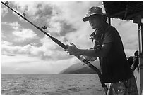 Alia boat fisherman. American Samoa ( black and white)