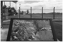 Tropical rainforest interpretive sign, Fitiuta Airport, Tau Island. National Park of American Samoa ( black and white)