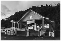 Church, Afao. Tutuila, American Samoa ( black and white)