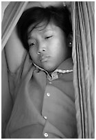 Young kid. Phnom Penh, Cambodia (black and white)