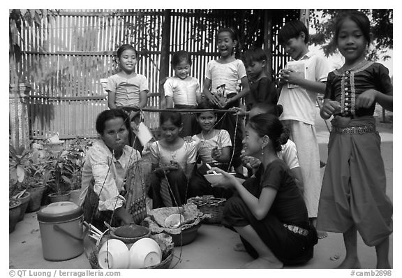 School break. Phnom Penh, Cambodia (black and white)