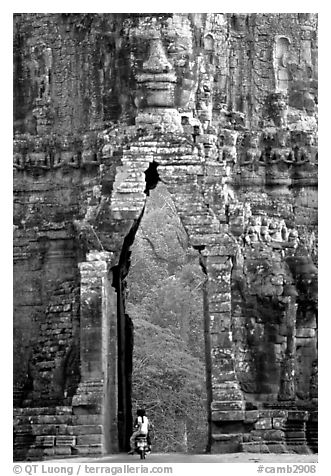 Gate of temple complex. Angkor, Cambodia (black and white)