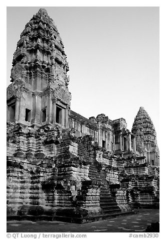 Inner towers of Angkor Wat. Angkor, Cambodia (black and white)