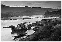 Sunset in Huay Xai. Laos (black and white)