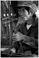 Traditional musician, Ban Xan Hai. Laos ( black and white)