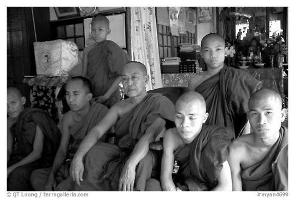 Monks,  Shwedagon Paya. Yangon, Myanmar