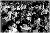 Children at a school. Mount Popa, Myanmar ( black and white)