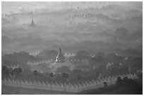 Kuthodaw Paya at sunrise. Mandalay, Myanmar ( black and white)