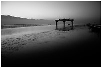 The gate of the lake, sunrise. Inle Lake, Myanmar ( black and white)