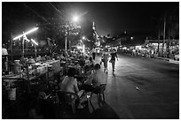 Street leading to East entrance of Shwedagon Pagoda. Yangon, Myanmar ( black and white)