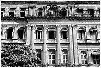 Facade of colonial-area building. Yangon, Myanmar ( black and white)