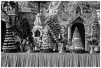 Elaborate offerings, Shwedagon Pagoda. Yangon, Myanmar ( black and white)