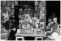 Nuns at bookstore, Shwedagon Pagoda. Yangon, Myanmar ( black and white)