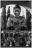 Huge buddha statue, Botataung Pagoda. Yangon, Myanmar ( black and white)