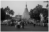 Food stalls near Botataung Pagoda. Yangon, Myanmar ( black and white)
