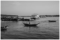 Yangon River at Sinodan pier. Yangon, Myanmar ( black and white)