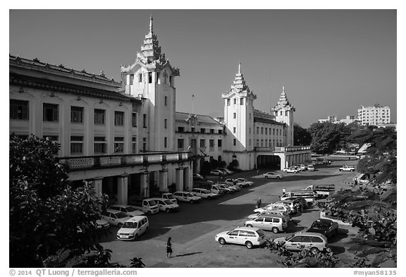 Central train station. Yangon, Myanmar (black and white)