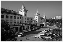 Central train station. Yangon, Myanmar ( black and white)