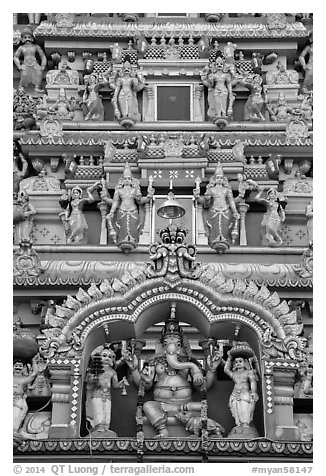 Hindu temple. Yangon, Myanmar (black and white)