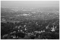 View from Mandalay Hill, early morning. Mandalay, Myanmar ( black and white)