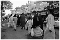 Alms procession. Mandalay, Myanmar ( black and white)