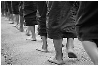 Bare feat of monks, Mahagandayon Monastery. Amarapura, Myanmar ( black and white)