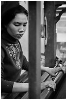 Wowan working loom. Amarapura, Myanmar ( black and white)