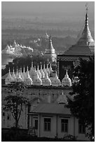 Pagodas on Sagaing Hill. Myanmar ( black and white)