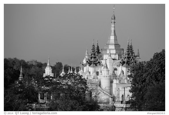 Pagoda on Sagaing Hill. Myanmar (black and white)